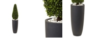 Nearly Natural 50" Boxwood UV-Resistant Indoor/Outdoor Artificial Topiary with Gray Cylindrical Planter 
